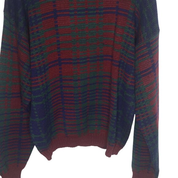 Vintage American Weekend Grandpa Sweater Cosby Mens Large Plaid Pullover 90s - Picture 2 of 12